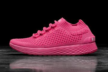 Pink Nobull Neon Reflective Knit Runner Men's Running Shoes | CA V1171R